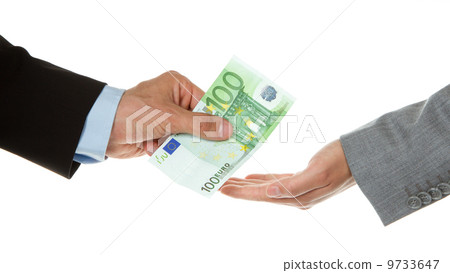 Man giving 100 euro to a woman (business) Man giving 100 euro to a woman (business) 9733647