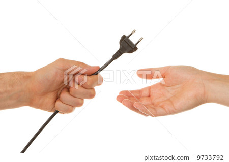 Man giving electric plug 9733792