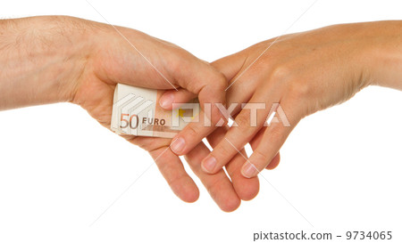 Man secretly giving 50 euro to a woman 9734065