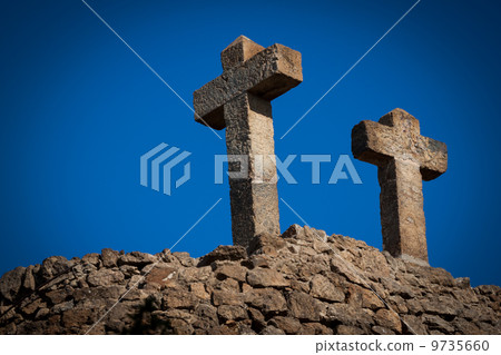 Two old ston crosses in Barcelona Two old ston crosses in Barcelona 9735660