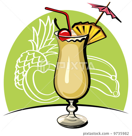 cocktail with pineapple and cherry cocktail with pineapple and cherry 9735982