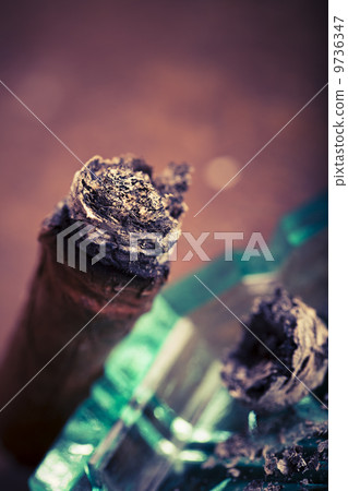 Expensive hand-rolled cigar on a while background 9736347