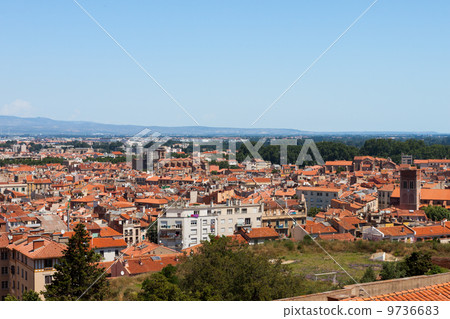 Red roofs of Perpignan,  France 9736683