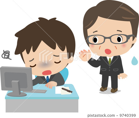 中年商人擔心與一個疲乏的年輕商人 9740399