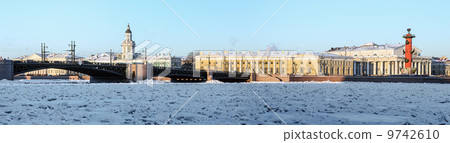 panorama of the arrow Vasilyevsky island and palace bridge early panorama of the arrow Vasilyevsky island and palace bridge early 9742610