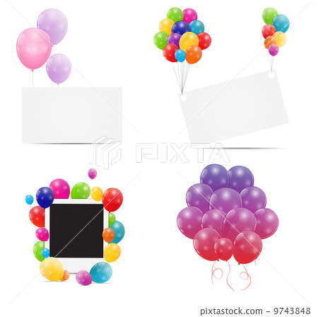 Color glossy balloons card background vector illustration 9743848