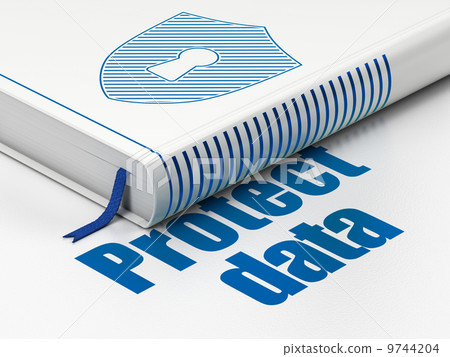 Protection concept: book Shield With Keyhole, Protect Data on white Protection concept: book Shield With Keyhole, Protect Data on white 9744204