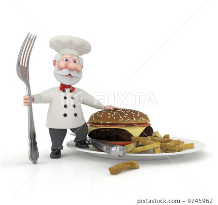 The 3D cook with a fork. 9745962