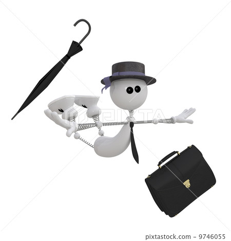The 3D small businessman flies. 9746055