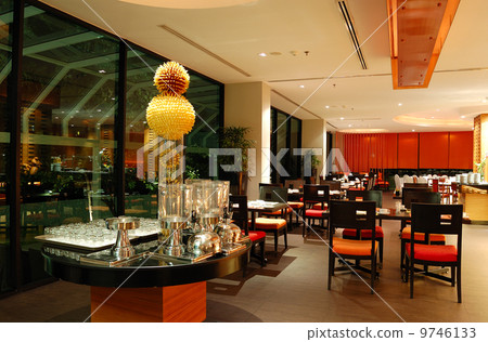 Modern restaurant interior in night illumination, Pattaya, Thail Modern restaurant interior in night illumination, Pattaya, Thail 9746133