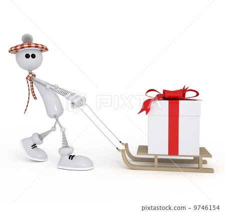 The 3D little man with a gift. 9746154