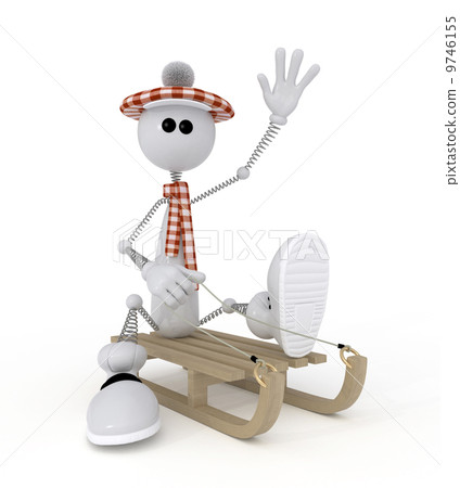 The 3D little man on a sledge. The 3D little man on a sledge. 9746155