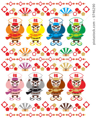 Auspicious characters (Fukumasa and folding folk wearing Okinawa traditional costume "Ryuko") Congratulations illustration design material collection Auspicious characters (Fukumasa and folding folk wearing Okinawa traditional costume "Ryuko") Congratulations illustration design material collection 9746290