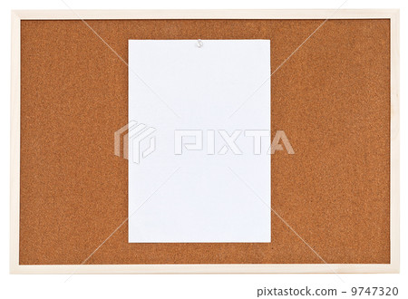 one sheet of paper on bulletin cork board 9747320