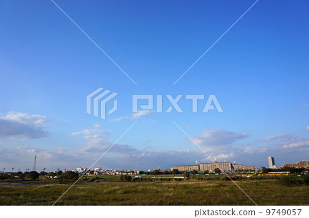 A riverbed of Tama River autumn sky blue sky 9749057
