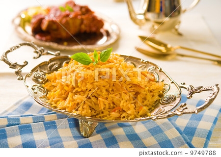Biryani chicken rice with traditional india food 9749788