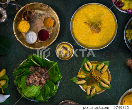 south indian prayers items on a wedding day 9749825