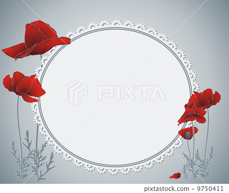 floral border with red poppies floral border with red poppies 9750411
