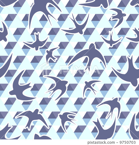 Seamless with the swallow and triangles 9750703