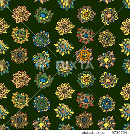 seamless abstract background with ethnic flowers 9750704