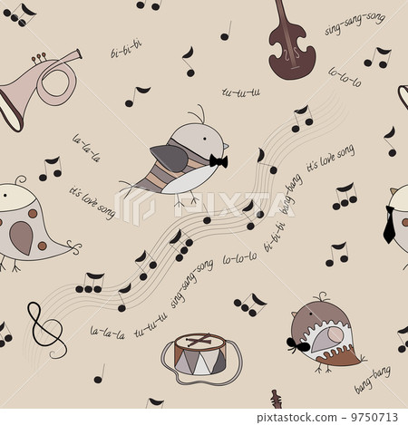 birds, musical instruments, notes, song birds, musical instruments, notes, song 9750713