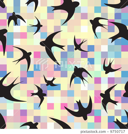 Seamless texture with swallow and square Seamless texture with swallow and square 9750717