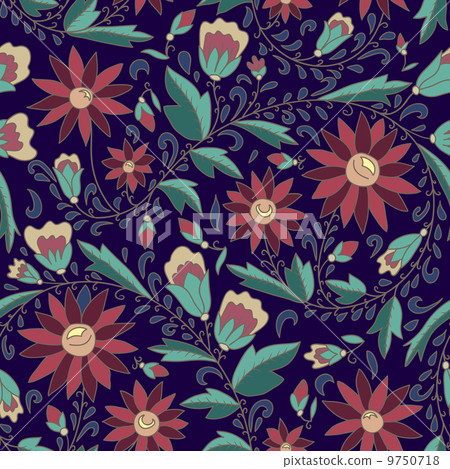 floral ornament on blue background floral ornament on blue background 9750718