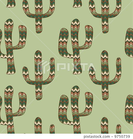 seamless green background with cactus 9750739