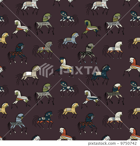 seamless background with ethnic horses 9750742
