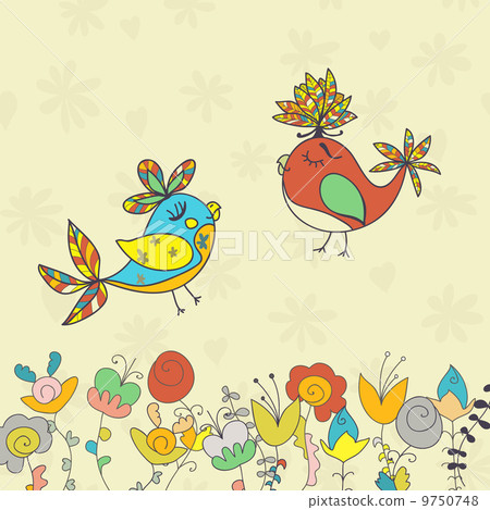 background with flowers and birds background with flowers and birds 9750748