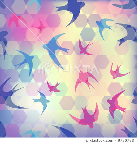 Seamless texture with swallow and hexagon Seamless texture with swallow and hexagon 9750758