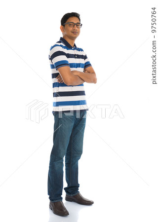 cheerful casual indian man full body isolated on white 9750764