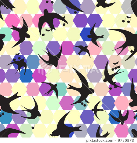 Seamless texture with swallow and hexagon Seamless texture with swallow and hexagon 9750878