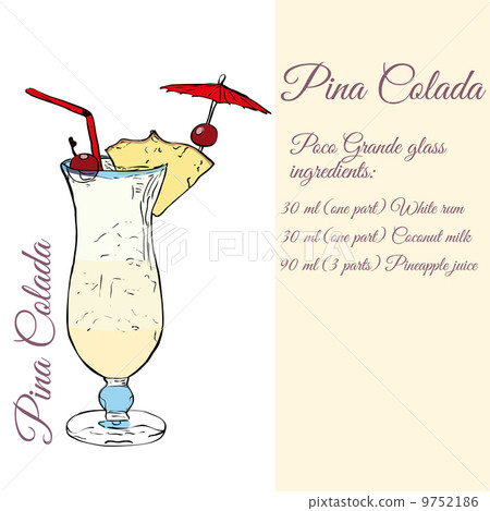Pina colada. Cocktails. Illustration 9752186