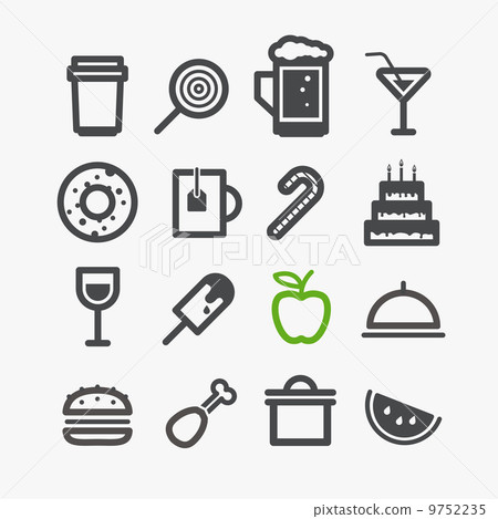 Different drinks and food icons set. Design elements Different drinks and food icons set. Design elements 9752235