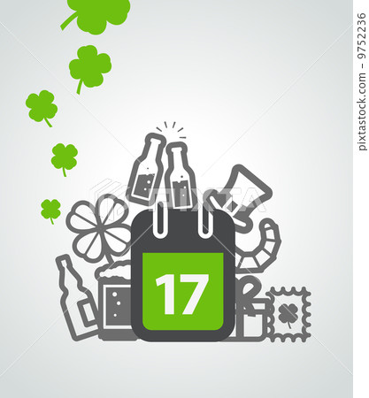 Different St Patricks Day symbols. Greeting card Different St Patricks Day symbols. Greeting card 9752236