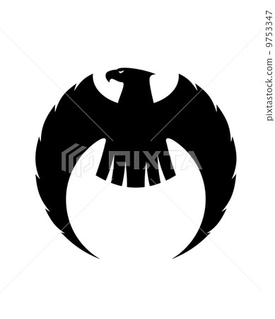 Eagle silhouette with long curved wings 9753347