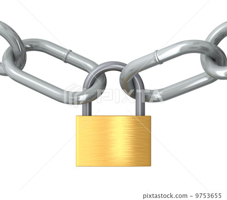 Padlock and chain - Stock Illustration [9753655] - PIXTA