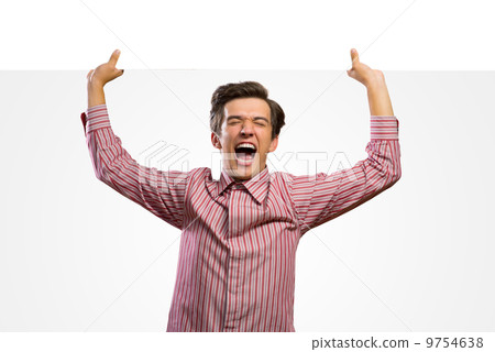 man holding a banner 9754638