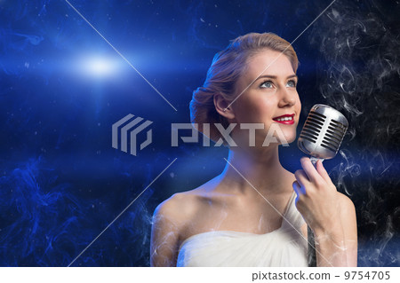attractive female singer with microphone attractive female singer with microphone 9754705