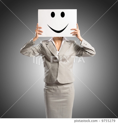 business woman holding a poster business woman holding a poster 9755279