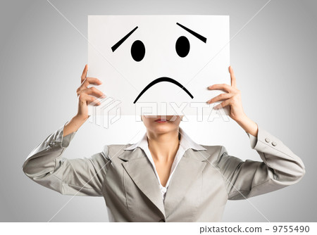 business woman holding a poster business woman holding a poster 9755490
