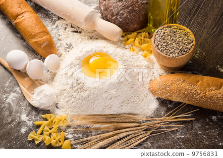 flour, eggs, wheat still-life flour, eggs, wheat still-life 9756831