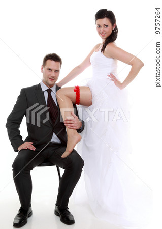 Portrait of happy newly married couple bride and groom 9757264