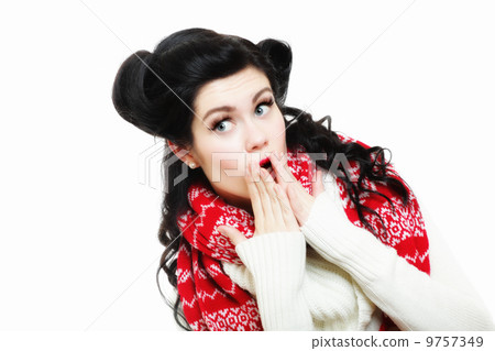 bright picture of surprised woman face over white bright picture of surprised woman face over white 9757349