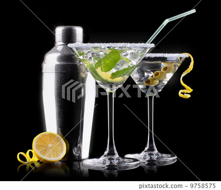 alcohol cocktail set on a black 9758575