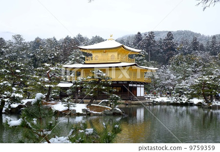 Kinkakuji Temple in the snow 9759359