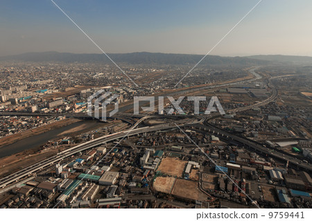 Aerial photograph of Matsubara Junction of Nishi-Osaka Expressway 9759441