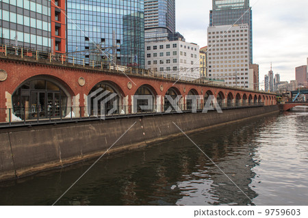 Old Manzabashi Station and Kanda River 9759603