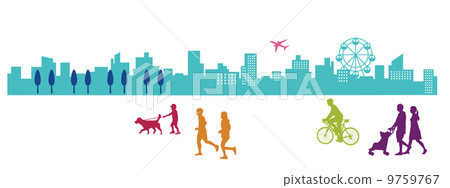 People and the city silhouette People and the city silhouette 9759767